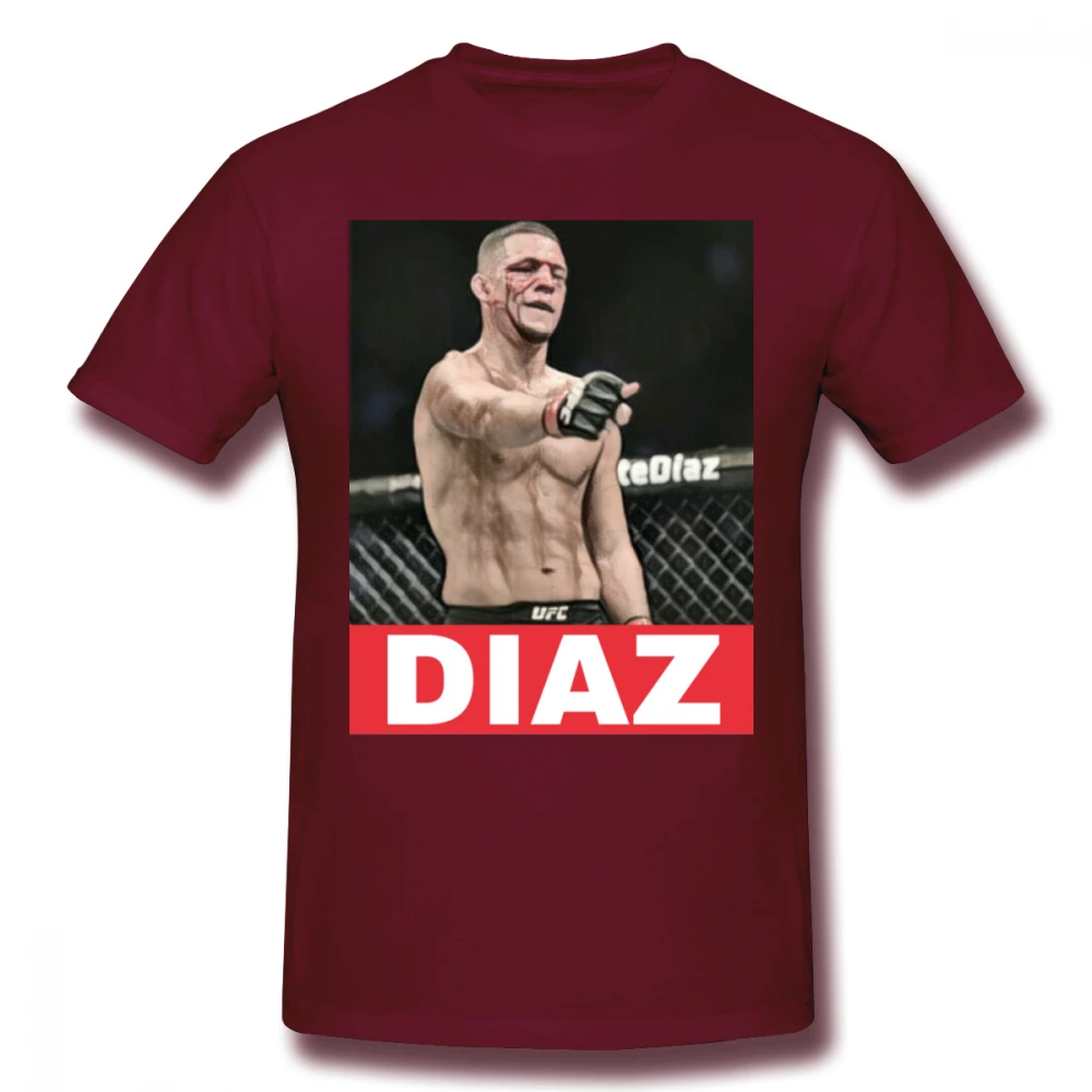 Awesome UFC MMA Fighter Nate Diaz футболка мужская с круглым вырезом и графическим принтом Camiseta футболка большого размера - Цвет: Коричневый