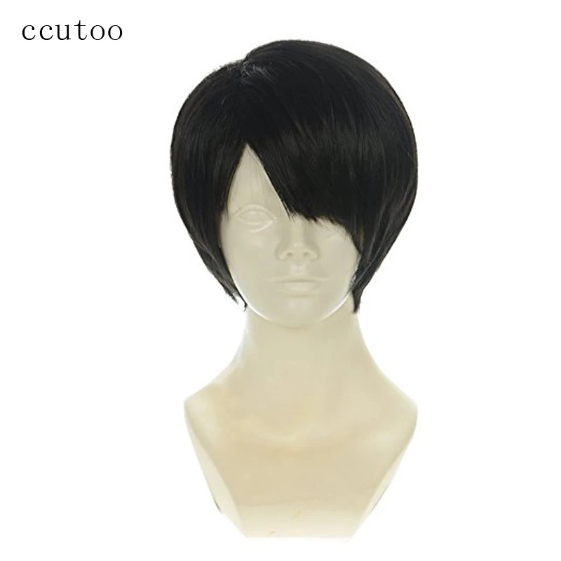 

ccutoo Attack on Titan Levi Ackerman 12inch Black Short Straight Synthetic Wig For Men Halloween Party Cosplay Costume Wig