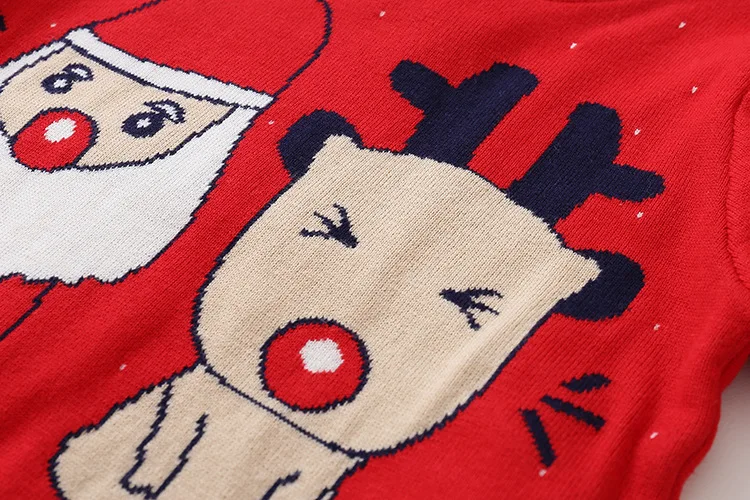 От 2 до 8 лет, Детские Рождественские костюмы, свитер для маленьких девочек, Зимний вязаный красный свитер с оленем для маленьких мальчиков, детская одежда, топ, пуловер
