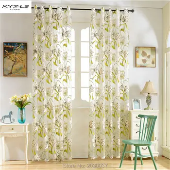 

XYZLS Tropical Floral Printed Semi Sheer Curtains for Living Room Bedroom Kitchen Printed Flower Window Curtains Tulle 1pc