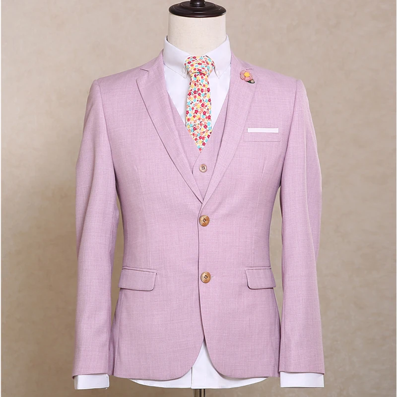 NA06 розовый мужской костюм шерсть свадебный смокинг индивидуальный формальный жених свадьба костюм(пальто+ брюки+ жилет) NA06 мужские тонкие костюмы