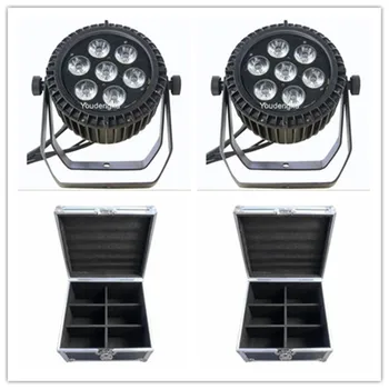 

12 piece with flightcase par led 7*15w 5in1 rgbwa waterproof led mini par lights 7 led outdoor slim par IP65 par for show