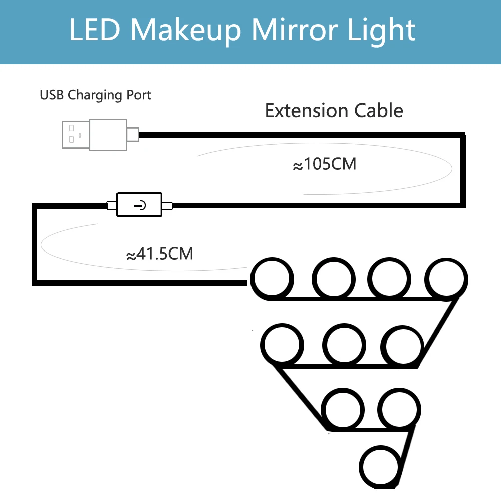  LED Hollywood Makeup Light Dressing Table Mirror Light USB Vanity LED Bulb 5V Stepless Dimmable LED