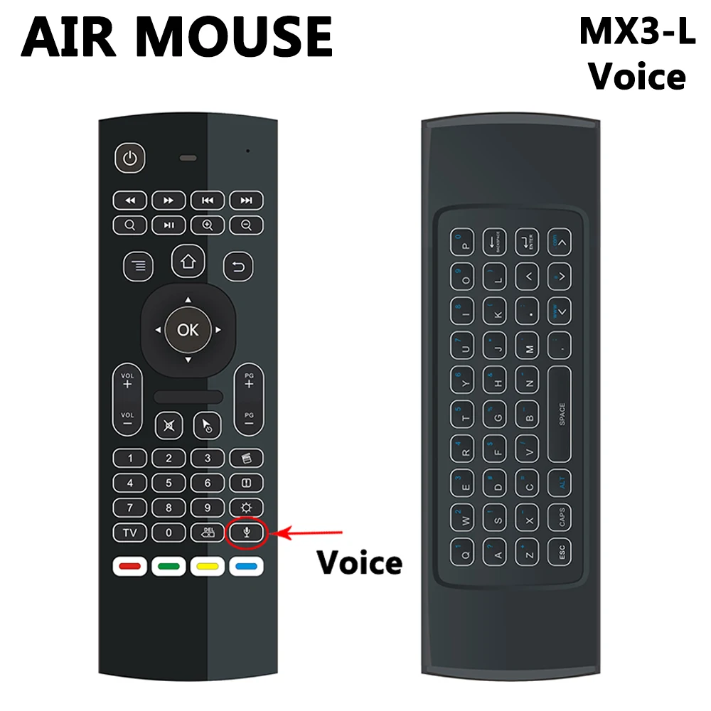 Günstige MX3 MX3 L Backlit Air Maus Fernbedienung Mit Stimme 2,4g RF Wireless Tastatur Für Htv Xiaomi i9 X96 H96 pro Mag 250 5 Tv Box