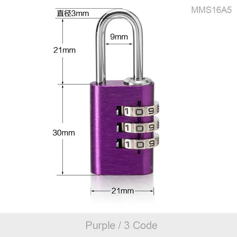 Высококачественный кодовый замок набор, переустанавливаемый Комбинированный Замок для Школьный шкафчик для сотрудников открытый Засов хранения паролей замки - Цвет: 3 wheel Purple