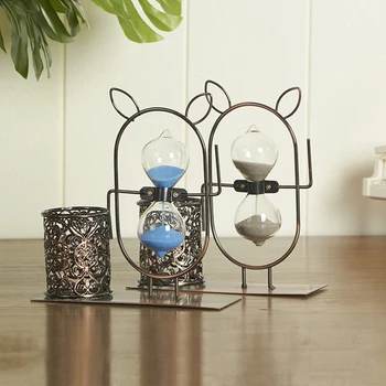 

Modern Carve Sand Hourglass Timer Clock Timers Sandglass Ornament Table Clock With Pen Holder Home Decoration Saat ampulheta