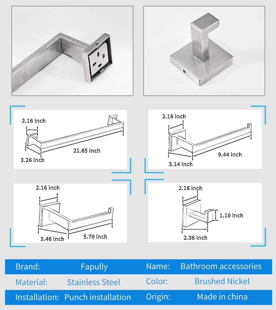 Fapully Аксессуары для ванной комнаты 4 шт./компл. Матовый для ванной наборы 304 Нержавеющая сталь Полотенца бар Бумага Держатель крючок настенная вешалка аппаратные средства 118