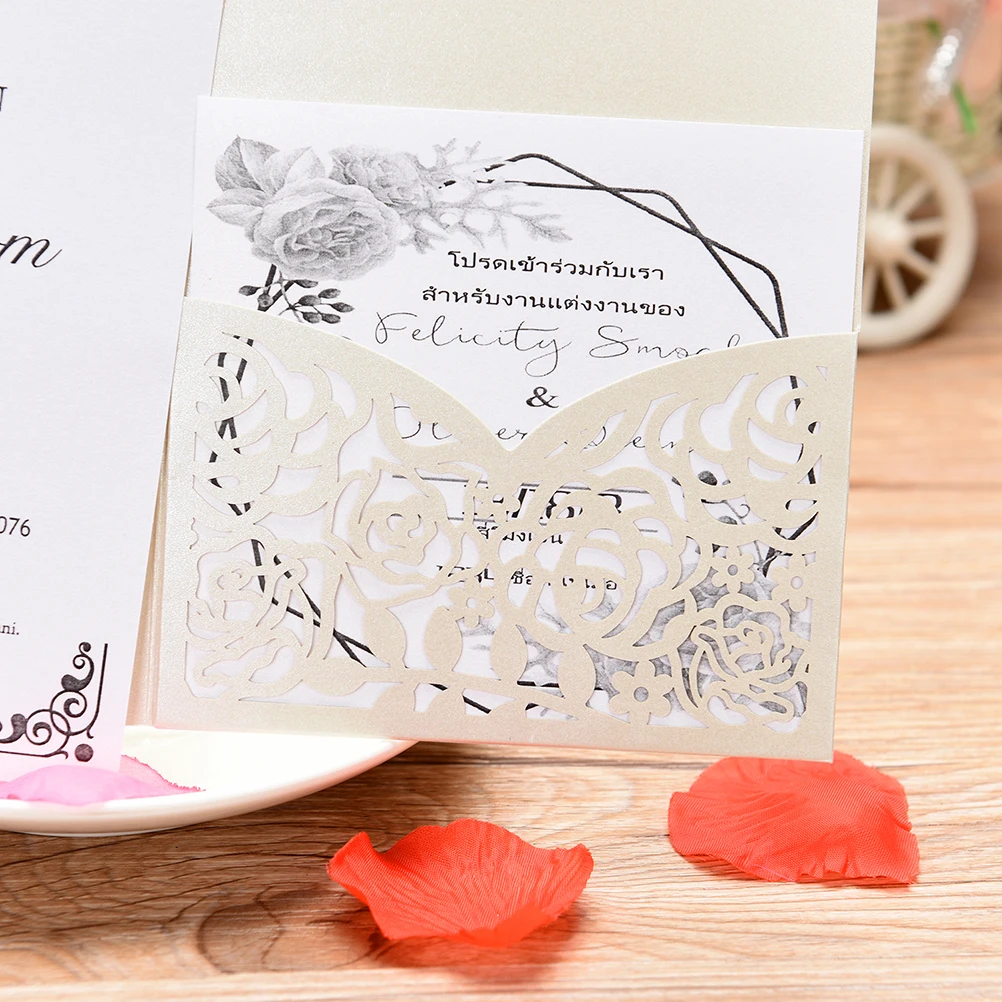  10 Sets European Style Invitations Romantic Invitation Cards Envelopes For Business Wedding Birthda - 4.00001E+12