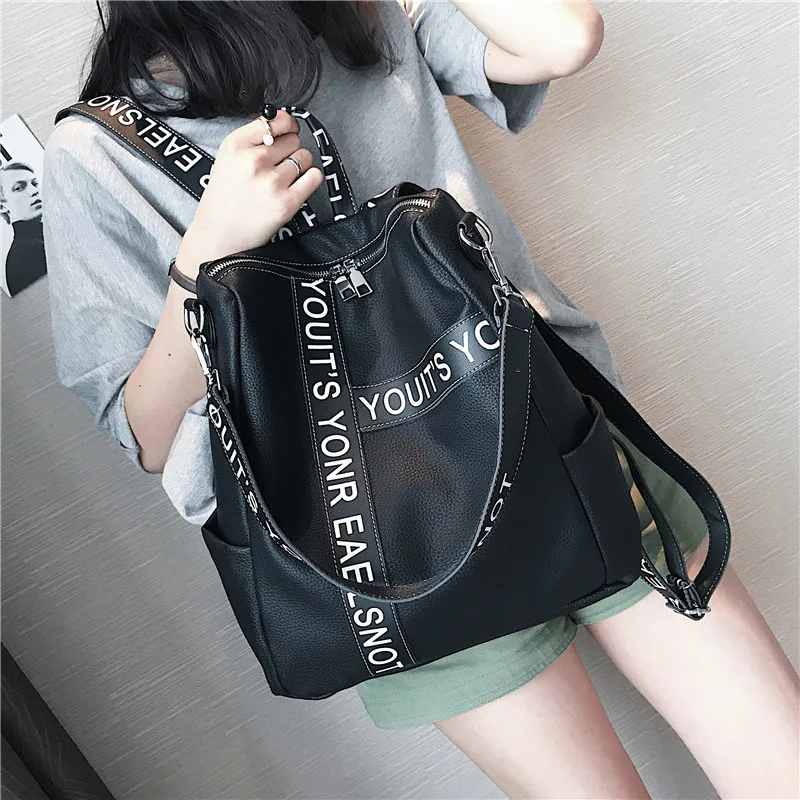 Backpack Female 2018 New Korean Wild School Wind Student Bag Casual Color Letter Backpack Travel Bag