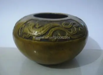 

China Buddhism Dragon Jar Auspicious Bowl Copper Statue