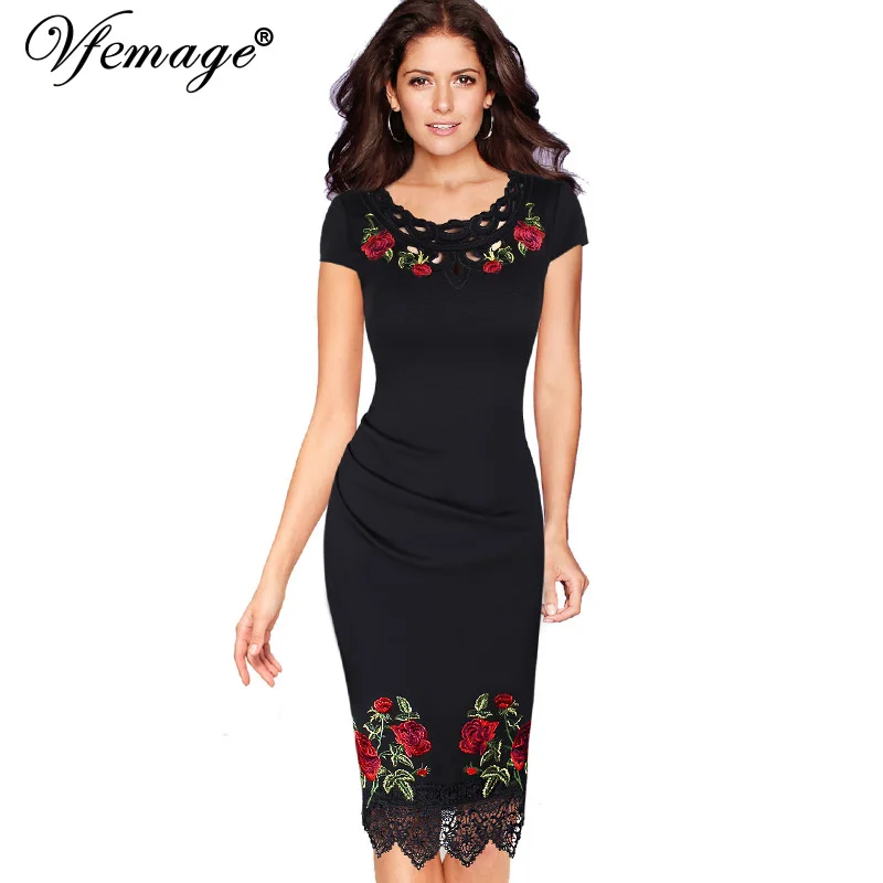 Vfemage Womens Elegant Crochet Lace Embroidery Flower