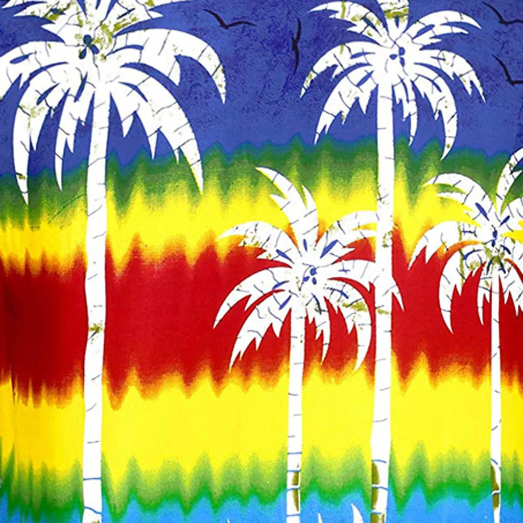 2019 горячие для мужчин летние новые модные кокосовой пальмы Гавайи стиль рубашка с короткими рукавами Бесплатная Экспресс 3,27