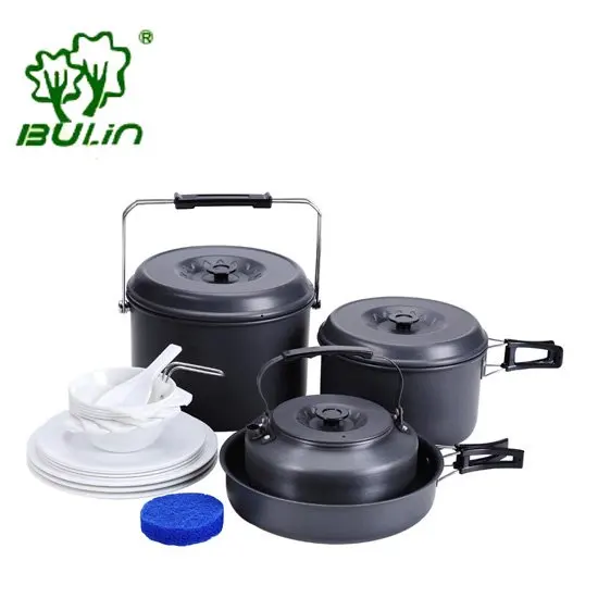 7 persons outdoor camping cookware, camping cooking pots and pans set