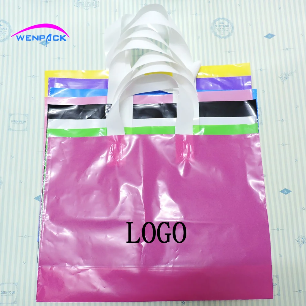 custom print logo gift plastic bag,handle packaging bag/shopping bags for clothing 40x30+10cm-in ...