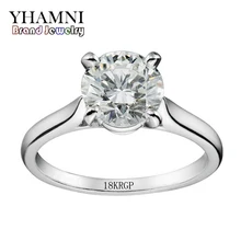 YHAMNI Luxury Original 18KRGP Stamp Pure Gold Rings Set 2 Carat Zircon Engagement Wedding Rings Jewelry Gift For Women JZR333