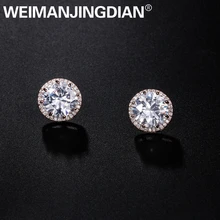 WEIMANJINGDIAN 15mm Große Runde Einstellung Zirkonia CZ Kristall Funkelnden Bolzen Ohrringe für Frauen