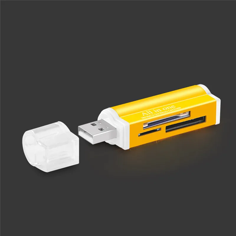 Золотистый цвет, USB 2,0, мультикарта памяти, кардридер для Micro SD/TF M2 MMC SDHC MS Duo, цена