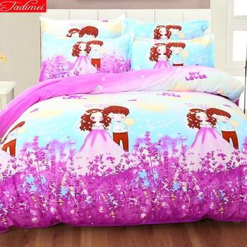 

Boy Girl Loving Gift Sweet Bedding Sets 4pcs Bed Linens Full Queen Double Size Duvet Cover 1.8m 2m 2.3m Bedsheet Child Bedlinens