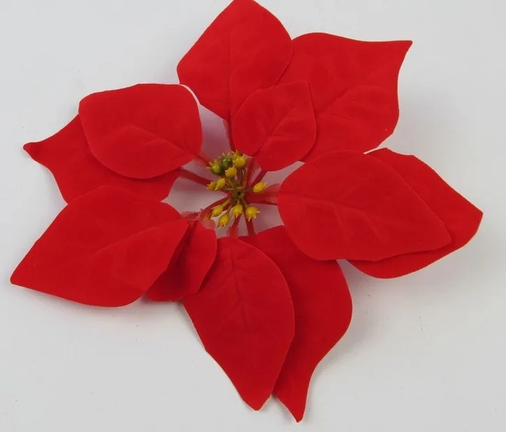 Красный 100p диа. 20 см/7,8" искусственная имитация Poinsettia Рождественский цветок декоративные свадебные цветы вечерние украшения - Цвет: Красный