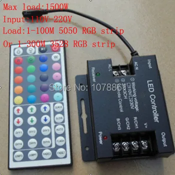 

Hot RF Wireless 44 Key IR LED RGB Controller load 1500W DHL Free Shipping