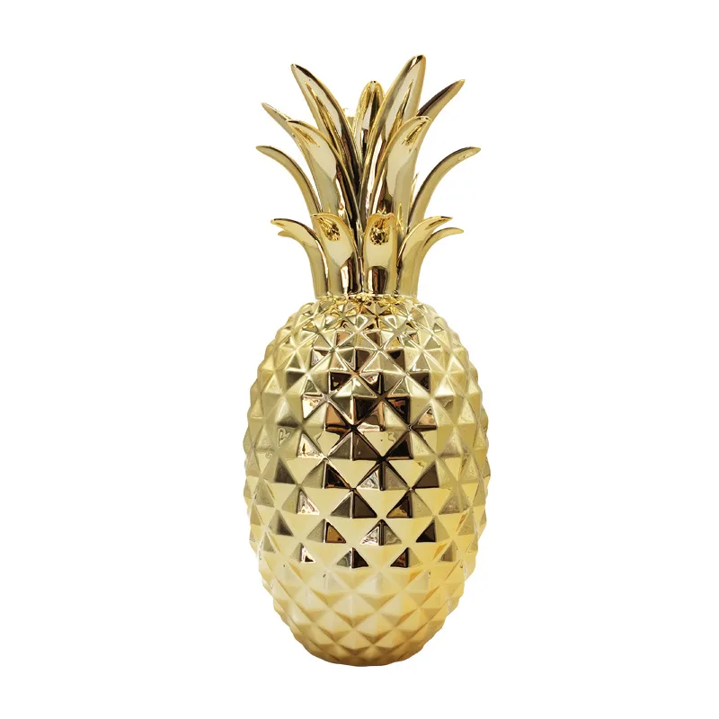 

Gold Pineapple Statues Figurines Nordic Fruit Art Sculpture Ceramic Art&Craft Home Decoration Accessories For Living Room R550