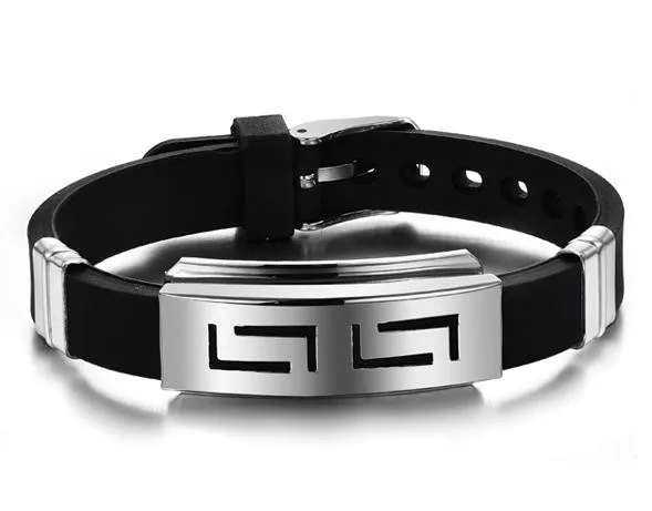 2016-Explosion-Fashion-Wristband-black-Punk-Rubber-Silicone-Stainless-Steel-Men-Bracelet-Bangles-de-silicona-pulseras
