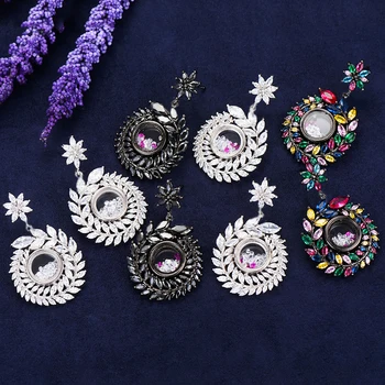

SISCATHY Trendy Leaves Crystal Earrings for Women Luxury Trendy Statement Drop Dangle Earrings Fashion Jewelry 2019 New Design
