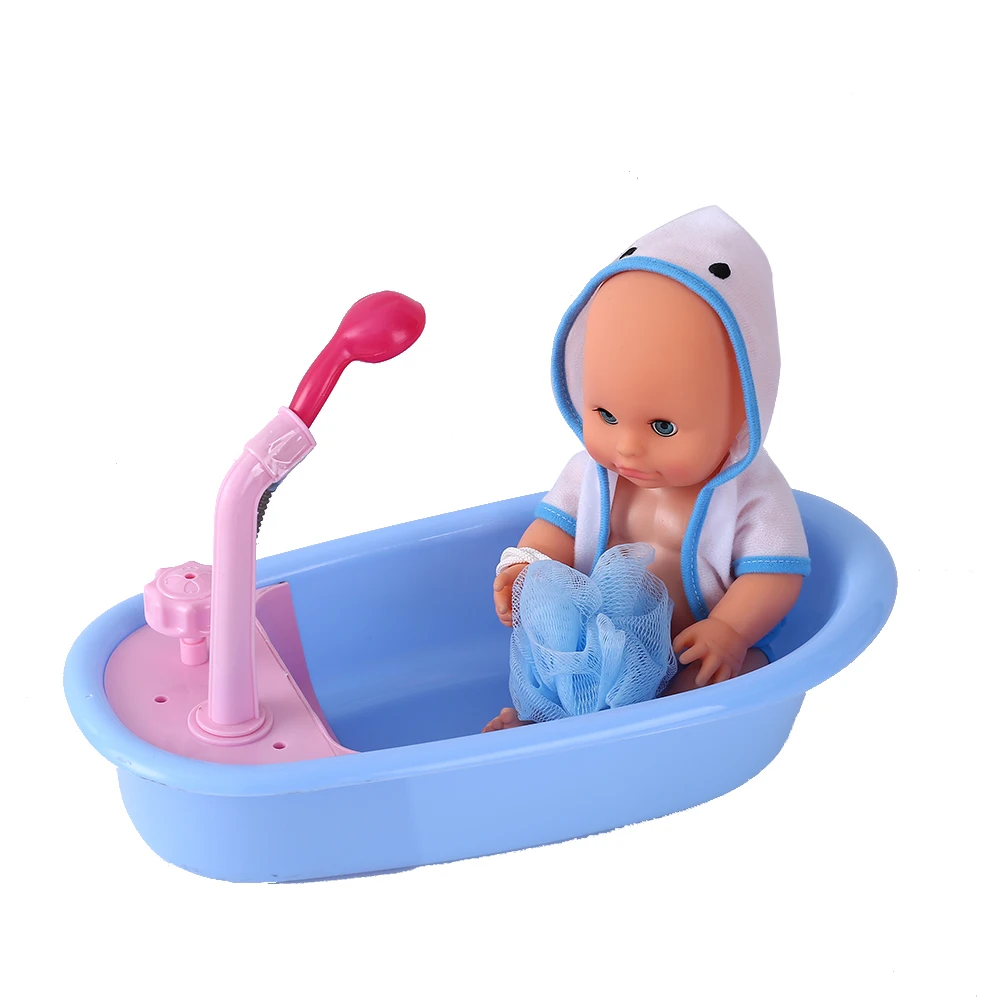 Children's Simulation Play Suit Baby Shower Bath Toys Bathroom Mini Doll Drink Water Baby Doll Play House Set For Children