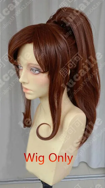 Сейлор Мун Сейлор Юпитер Кино Макото короткие коричневые конский хвост волосы термостойкие косплей костюм парик+ шапка - Цвет: Wig Only