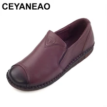 CEYANEAOSell/Осенняя женская обувь из натуральной кожи на плоской подошве удобная обувь ручной работы модная повседневная обувь с мягкой подошвой женская обувь