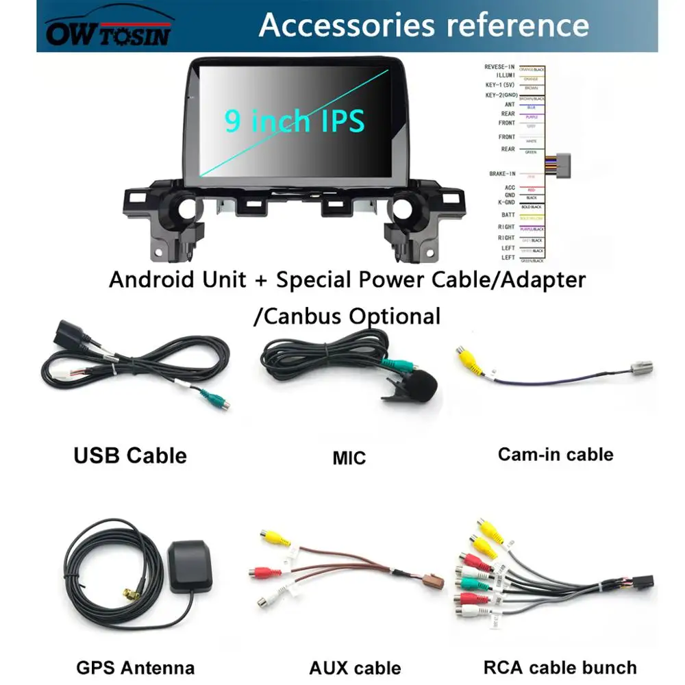 Excellent 9" IPS Android 9.0 8Core 4G+64G Car Multimedia Player For Mazda CX-5 CX5 CX 5 2016 2017 2018 2019 Parrot BT GPS Navigation Radio 3