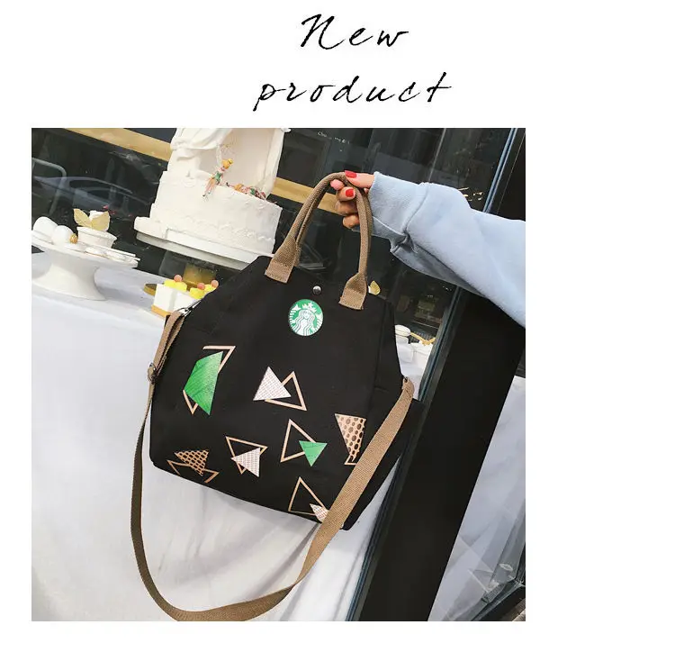 European and American fashion simple art handbag canvas bag Starbucks handbags casual shoulder slung female student cloth bag
