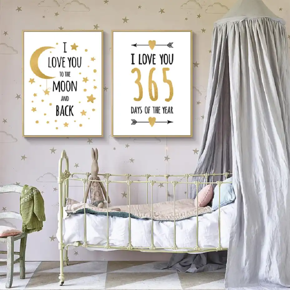 I Love You To The Moon And Back Love Quote Cartoon Nursery Decor