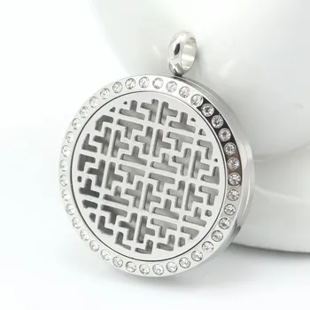 

Stainless Steel new arrival rhinestone Essential Oil Diffuser Perfume Locket Pendant Necklace