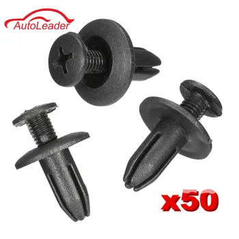 

50pcs Universal Car Truck Bumper Fender Rivet Fastener Clips 6mm Hole Black