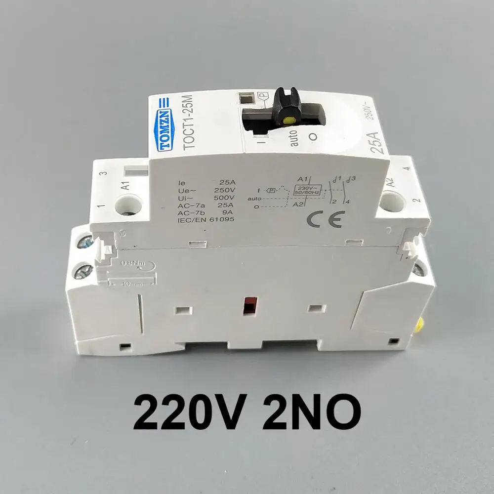TOCT1 Американская классификация проводов 2р 25A 220 V/230 V 50/60HZ Din rail бытовой ac Контактор В соответствии с стандартом с ручным Управление переключатель 2NO или 1NO 1NC или 2NC - Цвет: 2NO