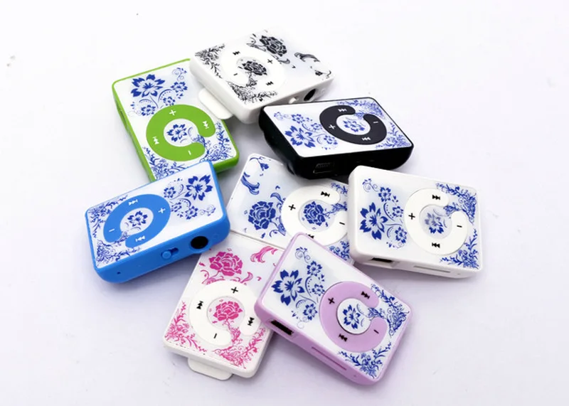 

Hifi Mini Clip Flower Pattern MP3 Player Music Media Support Micro SD TF Card(Not Included) with Charging Cable + Earphones
