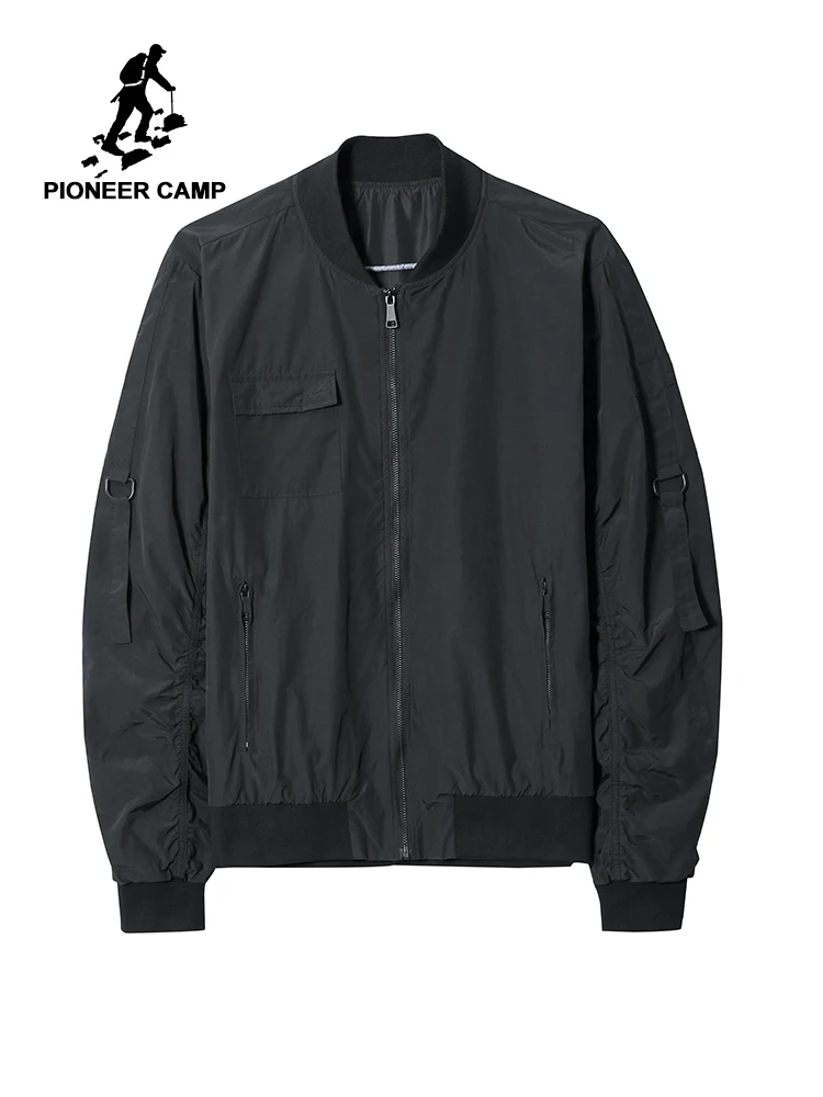 Pioneer Camp Spring New Mens Bomber Zipper Jackets Male Fashion Black Green Streetwear Slim Fit Clothes Men Jacket AJK901579