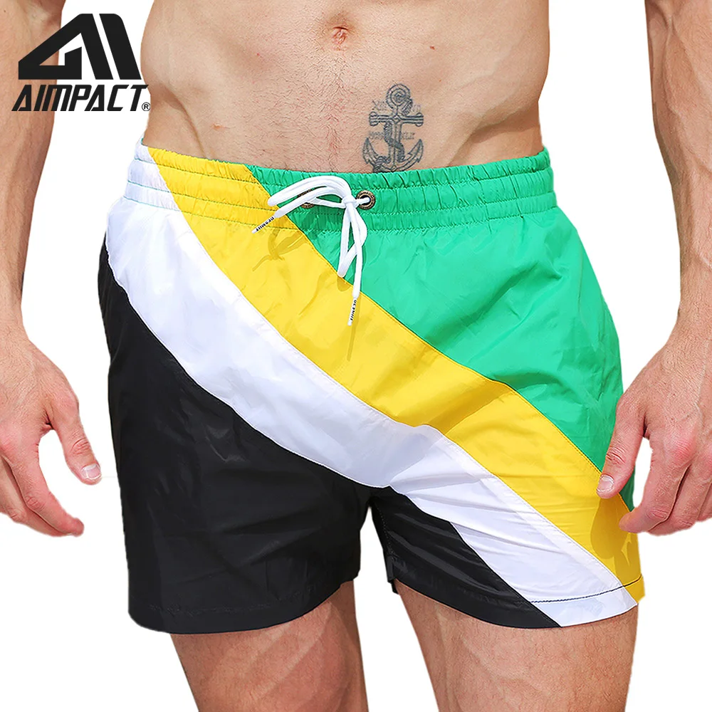 Desmiit dos Homens de Secagem Shorts com Forro Rápida Board Sexy Patchwork Cordão Surf Sunga Masculina Moda Praia Férias Esporte Dt88
