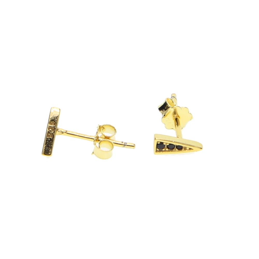 2017 Sale New Bar Trendy Brinco Earings Pave Cubic Zirconia Triangle Studs Fashion Simple Tiny Cute 925 Silver Earring