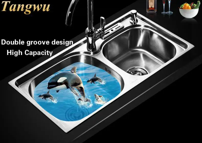 Кухонная раковина из нержавеющей стали Tangwu 304 двойной паз deluxe edition 75x4 0/78x42x22