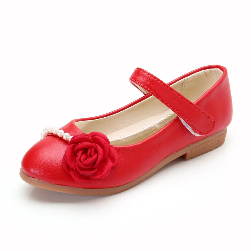 Кожаные туфли принцессы для девочек; мягкая подошва; сезон весна-осень; Танцевальная обувь на низком каблуке; детские мокасины; Вечерние Нарядные сандалии; цвет белый, красный