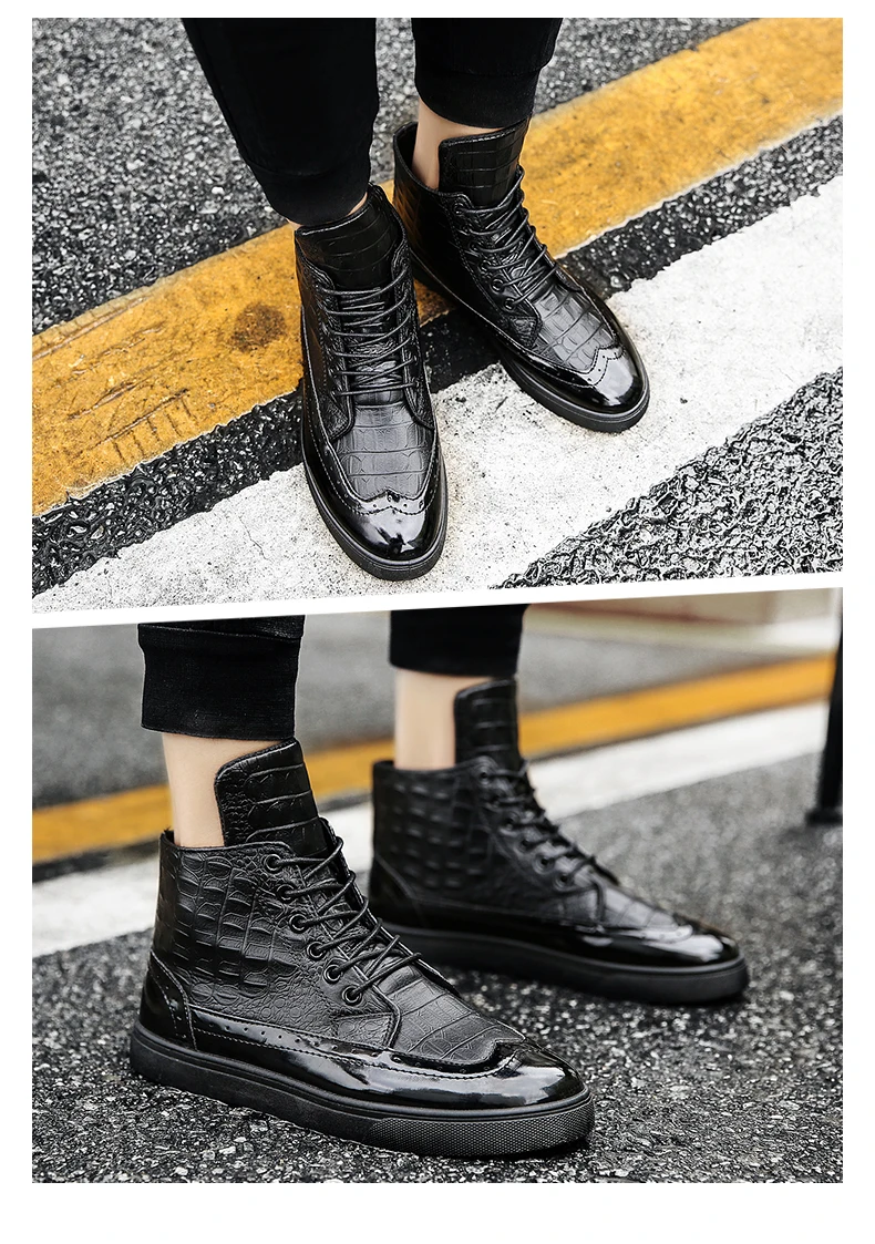 Brand Men's Boots Street Style Punk Canvas Male Shoes Retro Trending Black Casual Bot Leather Ankle Boot Boots Men (13)