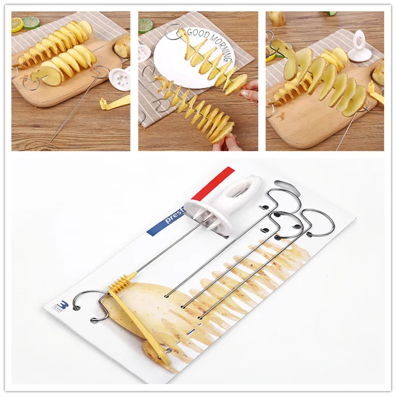 

JINJIAN 4 Pcs Potato Spiral Cutter Slicer Spiral Potato Chips Potato Tower Kitchen Gadgets Vegetable Spiralizer Peeler 2018