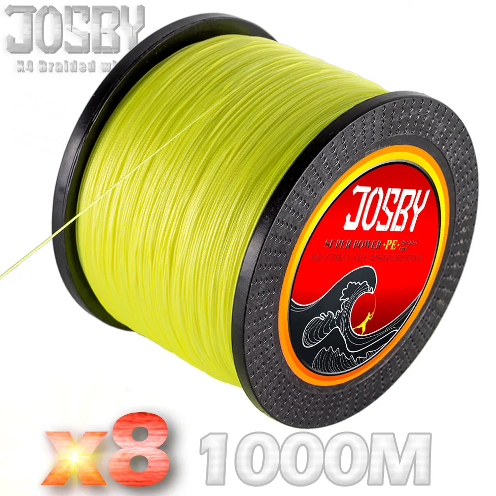 JOSBY Braided Fishing Line 8 Strands 1000m 8 Braid Multifilament Fishing Line Winter Lake 15LBS