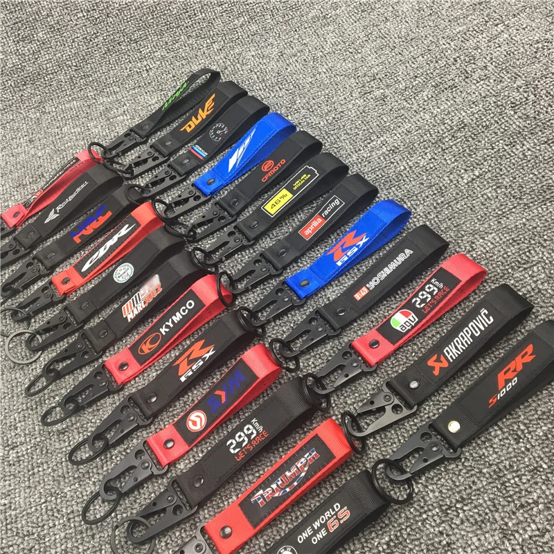 

NEW Motorcycle Embroidery Key Holder Chain Collection Keychain For Honda BMW Suzuki Yamaha Kawasaki Ducati Badge Keyring