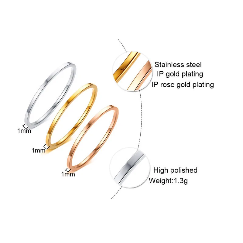 3 шт./1 набор колец для женщин серебро/золото/розовое золото тонкое очаровательное кольцо из нержавеющей стали Anillos Mujer Элегантное свадебное Брендовое женское кольцо