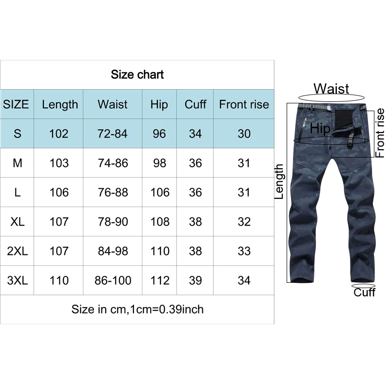 TRVLWEGO senderismo Trekking pantalones de esquí Softshell de invierno a prueba de viento a prueba de calor de radiación protección impermeable pantalones de camuflaje