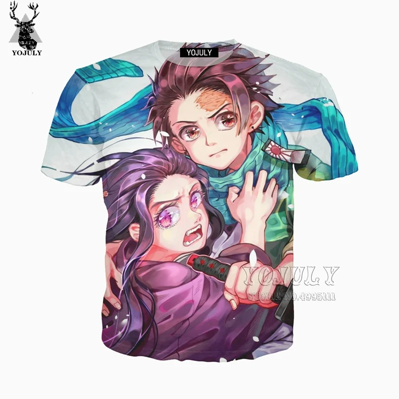 

YOJULY 3D Print Hot Anime Demon Slayer: Kimetsu no Yaiba Cute Girl Mask Men Women Casual Harajuku T-shirt Hip Hop Tshirt A341
