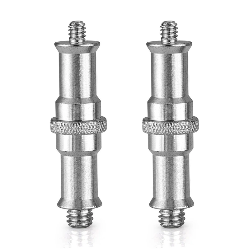 

2 Pieces Standard 1/4 to 3/8 inch Metal Male Converter Threaded Screw Adapter Spigot Stud for Studio Light Stand, Hot Shoe/Col